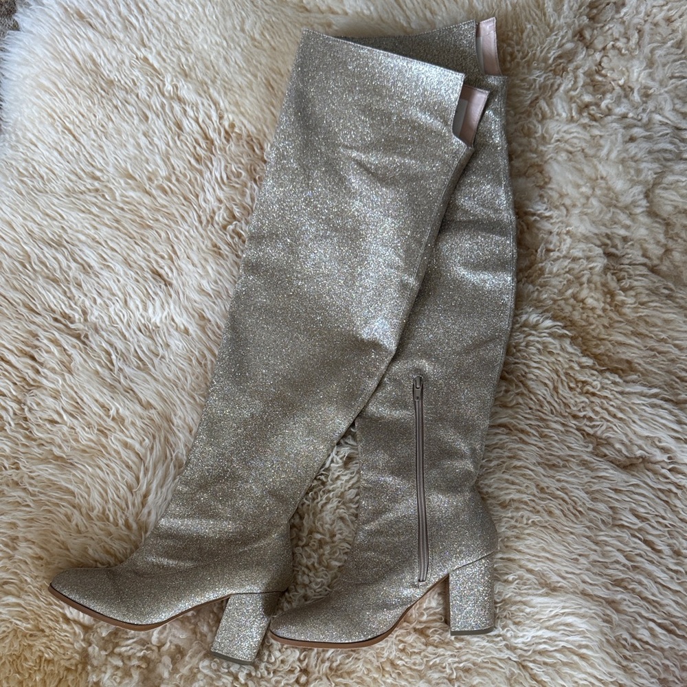 EUC gold glitter over the knee boots 8.5